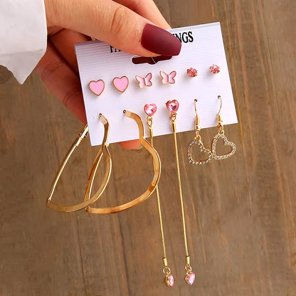 Vintage-Inspired Geometric Pearl Earrings Set – Twisted Metal & Square Drop Design