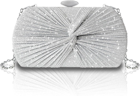 TOPALL Sparkly Rhinestone Purse – Silver Diamond Evening Bag with Adjustable Strap | Perfect for Parties, Prom & Luxe Nights Out