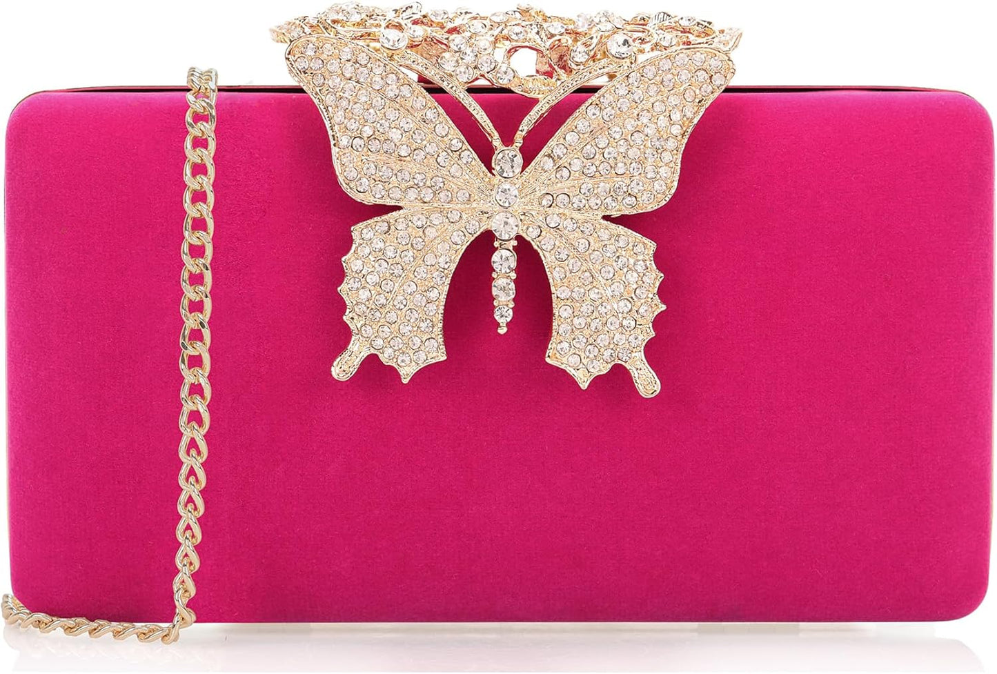 Rhinestone Evening Clutch – Crystal Butterfly Clasp Handbag for Women | Elegant Party & Formal Purse