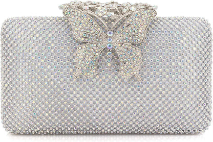 Rhinestone Evening Clutch – Crystal Butterfly Clasp Handbag for Women | Elegant Party & Formal Purse