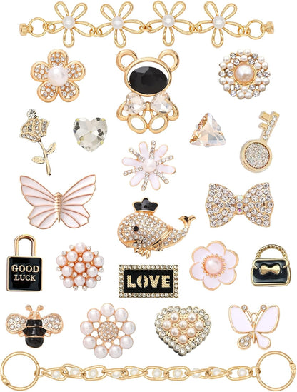 Bling Metal Shoe Charms – Chain Link Accessories for Shoes | Cute Decorative Gifts for Girls & Women