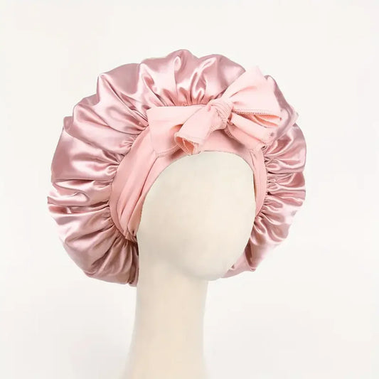 Adjustable Satin Bonnet with Tie Band –  Sleep Cap