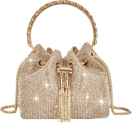TOPALL Sparkly Rhinestone Clutch – Upgrade Evening Bag with Chain Strap & Crystal Handles | Party, Wedding & Prom Purse