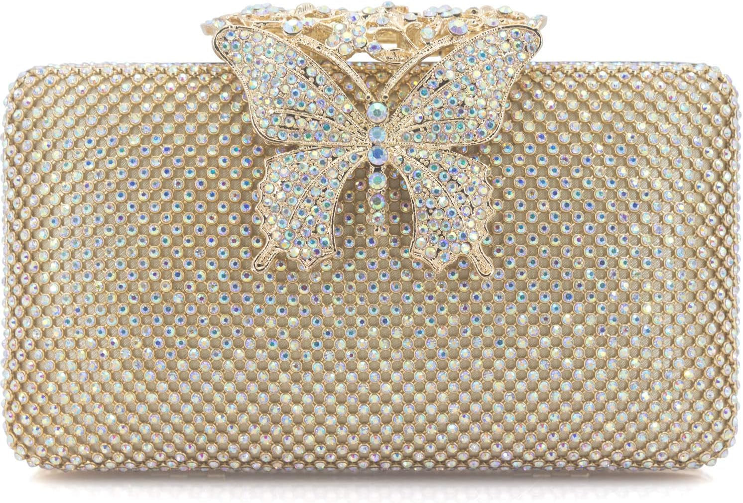 Rhinestone Evening Clutch – Crystal Butterfly Clasp Handbag for Women | Elegant Party & Formal Purse