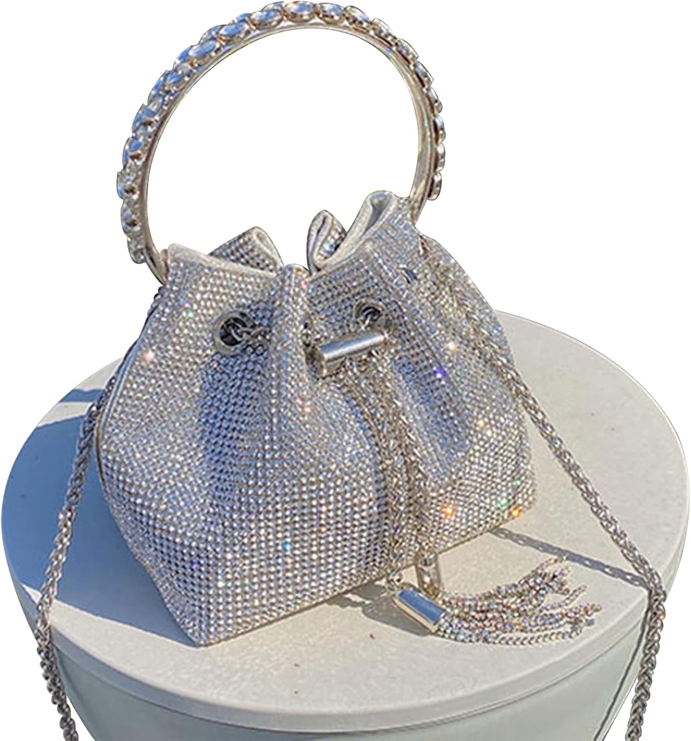 TOPALL Sparkly Rhinestone Clutch – Upgrade Evening Bag with Chain Strap & Crystal Handles | Party, Wedding & Prom Purse