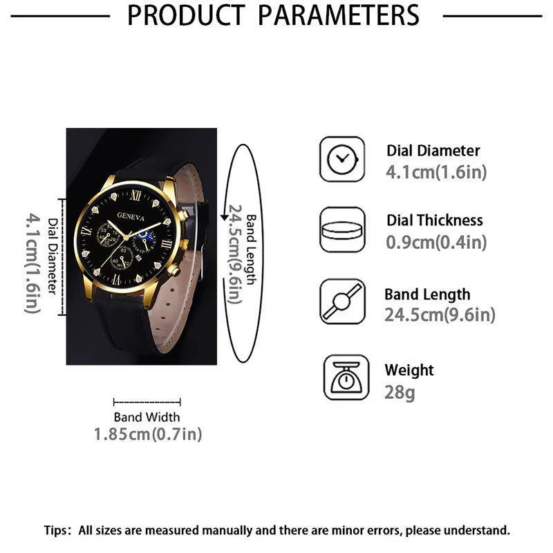 2-Piece Men’s Business Quartz Watch Set – Bracelet Style with Calendar Display