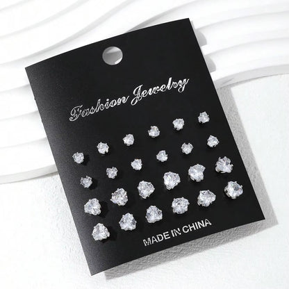 Pair Elegant Zirconia Earrings Set – Sparkly, Minimalist Studs for Gifting or Daily Wear