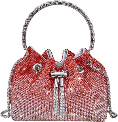 TOPALL Sparkly Rhinestone Clutch – Upgrade Evening Bag with Chain Strap & Crystal Handles | Party, Wedding & Prom Purse