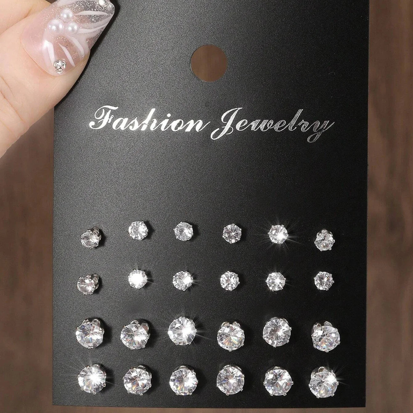 Pair Elegant Zirconia Earrings Set – Sparkly, Minimalist Studs for Gifting or Daily Wear