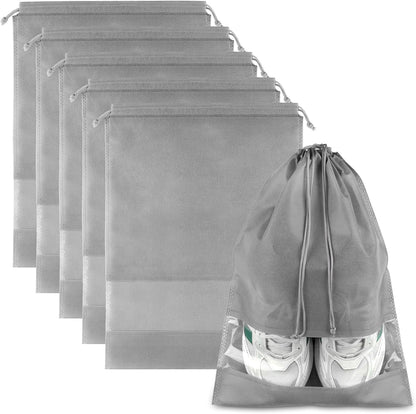 Clear Shoe Bags for Travel – 5 Pack (15.7" x 11.8") Waterproof Drawstring Shoe Storage | Travel Essentials for Men & Women