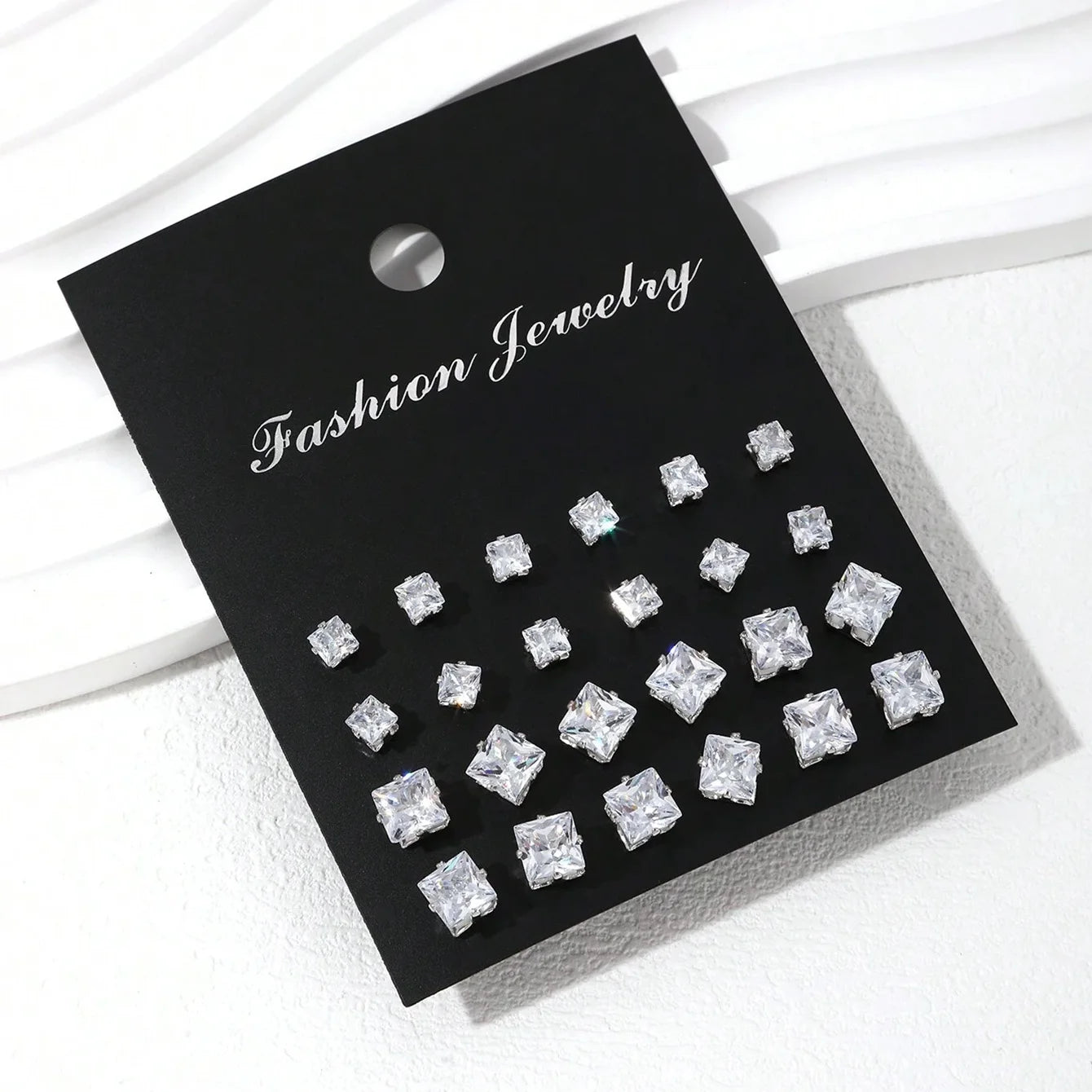Pair Elegant Zirconia Earrings Set – Sparkly, Minimalist Studs for Gifting or Daily Wear