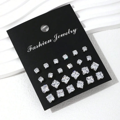 Pair Elegant Zirconia Earrings Set – Sparkly, Minimalist Studs for Gifting or Daily Wear