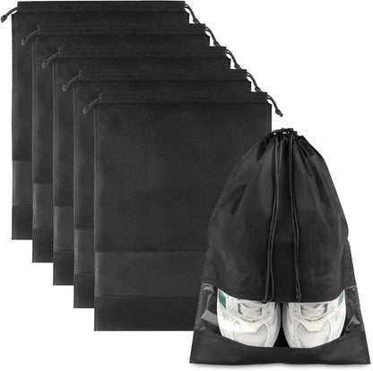 Clear Shoe Bags for Travel – 5 Pack (15.7" x 11.8") Waterproof Drawstring Shoe Storage | Travel Essentials for Men & Women