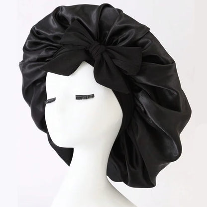Adjustable Satin Bonnet with Tie Band –  Sleep Cap