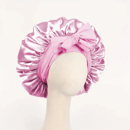 Adjustable Satin Bonnet with Tie Band –  Sleep Cap