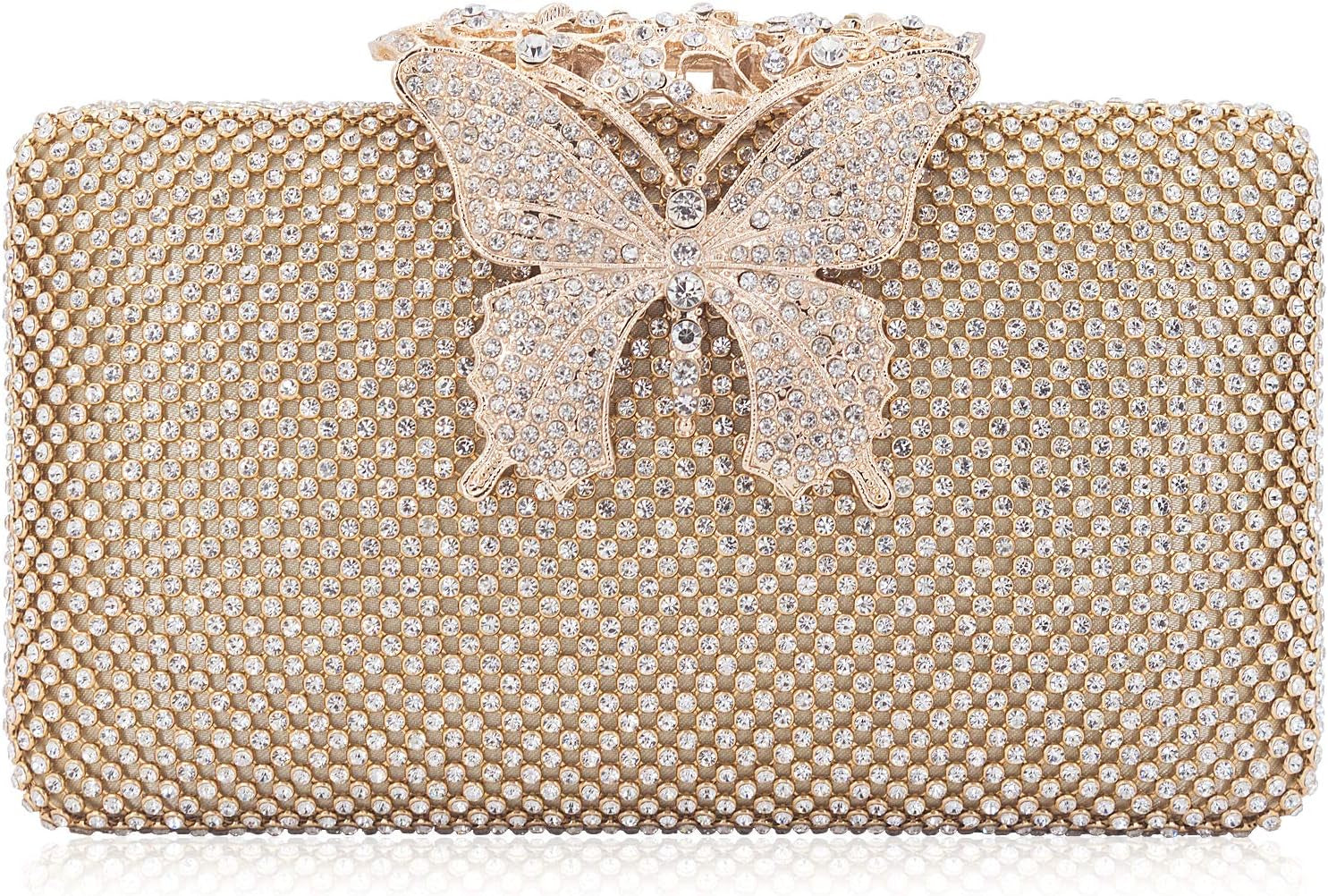 Rhinestone Evening Clutch – Crystal Butterfly Clasp Handbag for Women | Elegant Party & Formal Purse