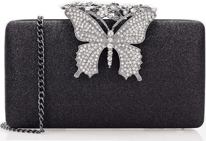 Rhinestone Evening Clutch – Crystal Butterfly Clasp Handbag for Women | Elegant Party & Formal Purse