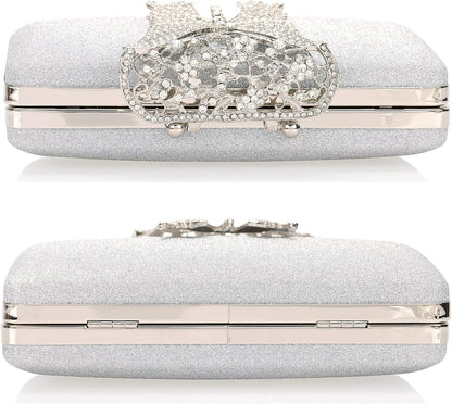 Rhinestone Evening Clutch – Crystal Butterfly Clasp Handbag for Women | Elegant Party & Formal Purse