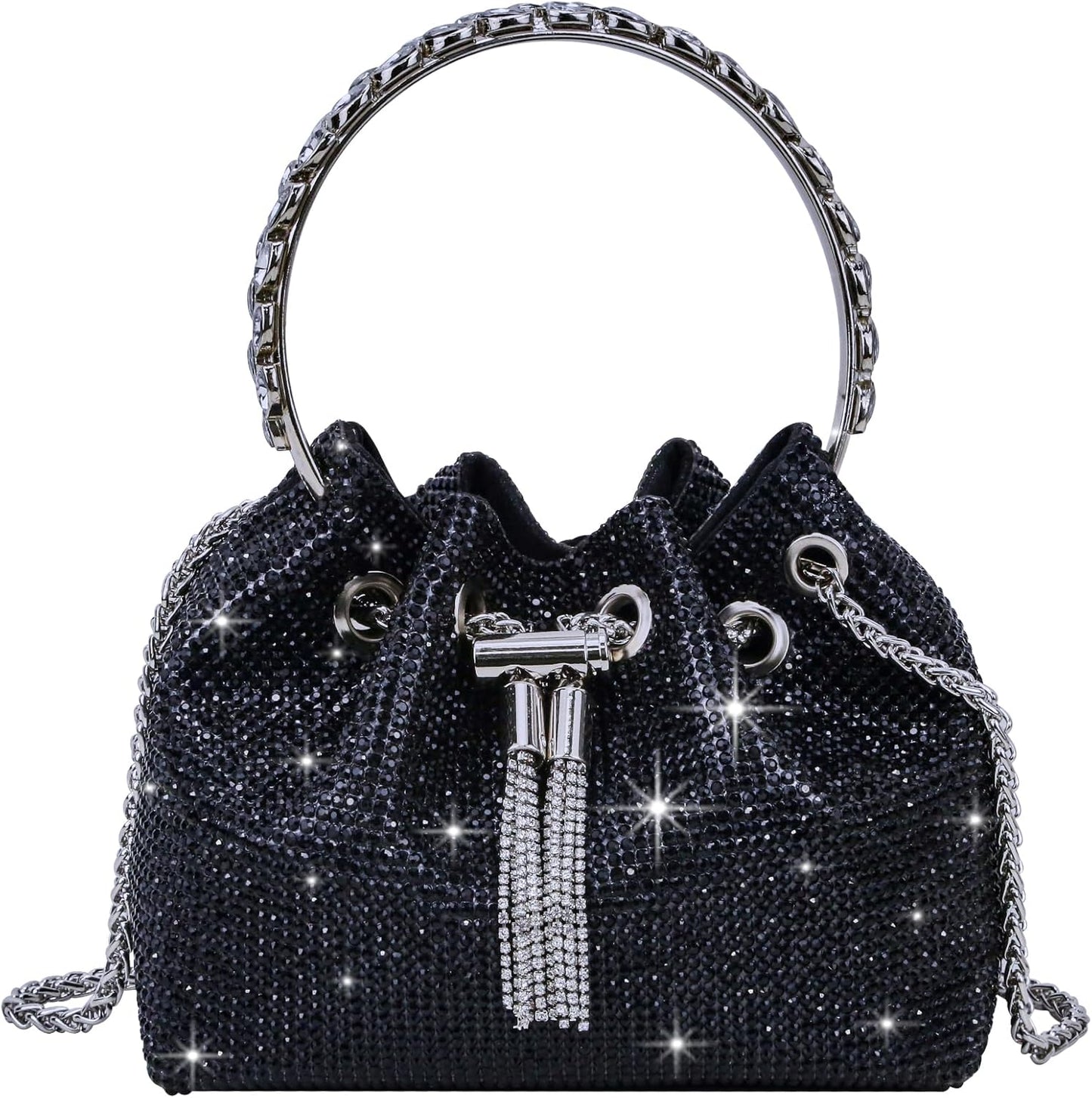 TOPALL Sparkly Rhinestone Clutch – Upgrade Evening Bag with Chain Strap & Crystal Handles | Party, Wedding & Prom Purse