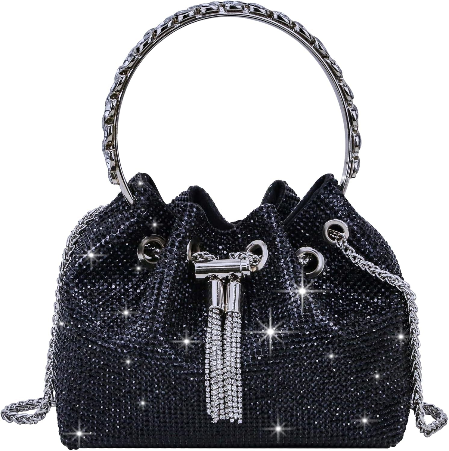 TOPALL Sparkly Rhinestone Clutch – Upgrade Evening Bag with Chain Strap & Crystal Handles | Party, Wedding & Prom Purse