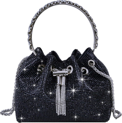 TOPALL Sparkly Rhinestone Clutch – Upgrade Evening Bag with Chain Strap & Crystal Handles | Party, Wedding & Prom Purse
