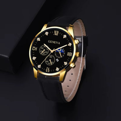 2-Piece Men’s Business Quartz Watch Set – Bracelet Style with Calendar Display