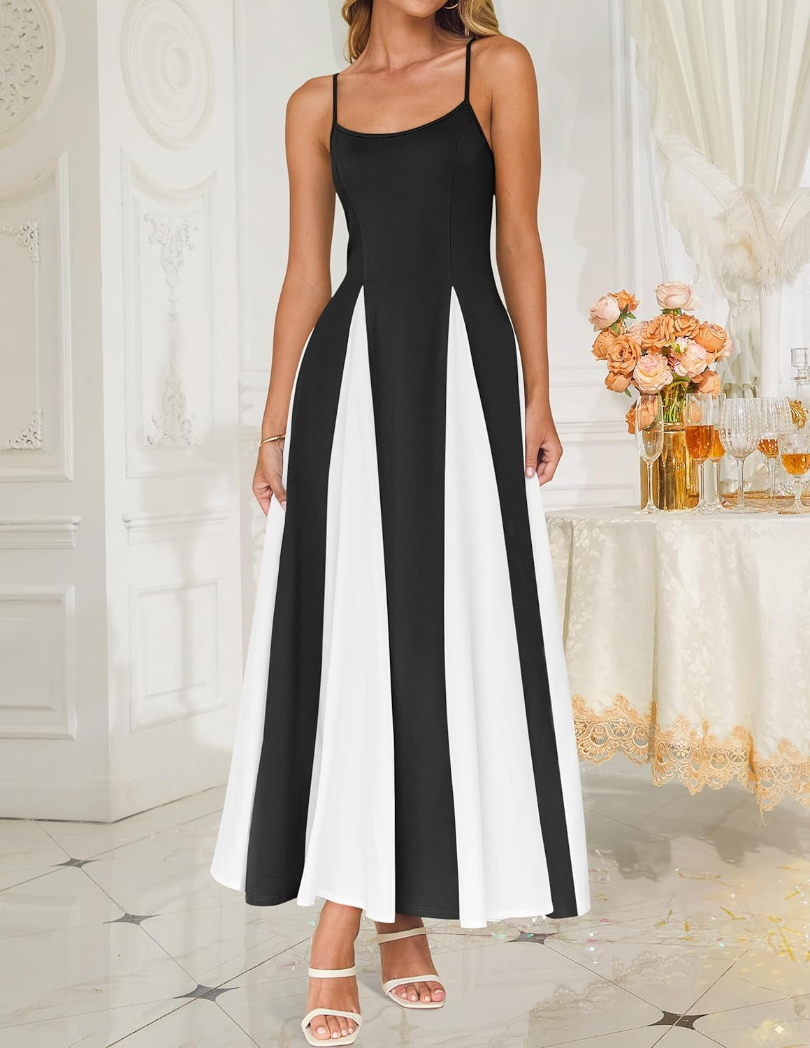 ZESICA Women'S Summer Spaghetti Strap Cocktail Maxi Dresses 2025 Backless Wedding Guest Flowy Dress